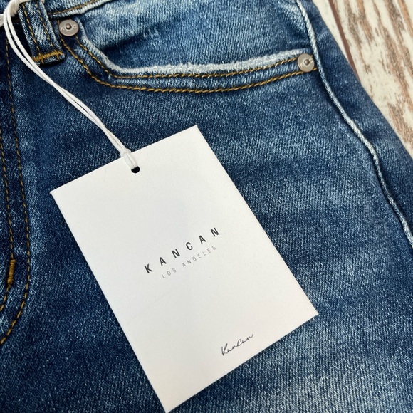 KanCan High Rise Distressed Ankle Skinny Jeans Frayed Hem Medium Wash NWT - Picture 7 of 16